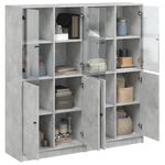 Casa si Gradina - Mobilier - Biblioteci si rafturi - Biblioteci - Biblioteca cu usi, gri beton, 136x37x142 cm, lemn compozit - Infinity.ro