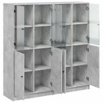 Casa si Gradina - Mobilier - Biblioteci si rafturi - Biblioteci - Biblioteca cu usi, gri beton, 136x37x142 cm, lemn compozit - Infinity.ro