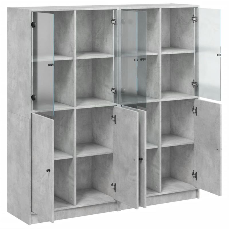 Casa si Gradina - Mobilier - Biblioteci si rafturi - Biblioteci - Biblioteca cu usi, gri beton, 136x37x142 cm, lemn compozit - Infinity.ro