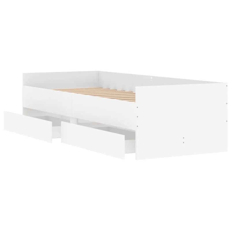 Casa si Gradina - Mobilier - Paturi si accesorii - Paturi - Cadru de pat cu sertare, alb, 100x200 cm - Infinity.ro