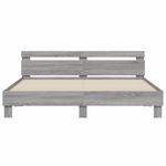 Casa si Gradina - Mobilier - Paturi si accesorii - Paturi - Cadru de pat cu tablie si LED, gri sonoma, 160x200 cm - Infinity.ro