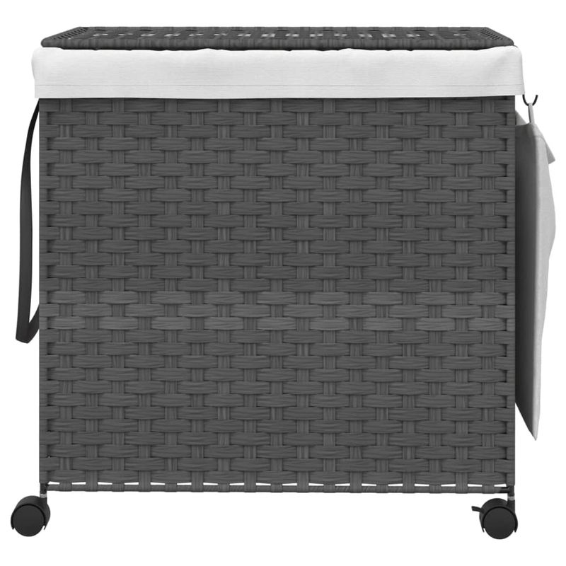 Market - Spalare si intretinere rufe - Uscatoare de rufe si accesorii - Cos de rufe cu roti, gri, 60x35x60,5 cm, ratan - Infinity.ro