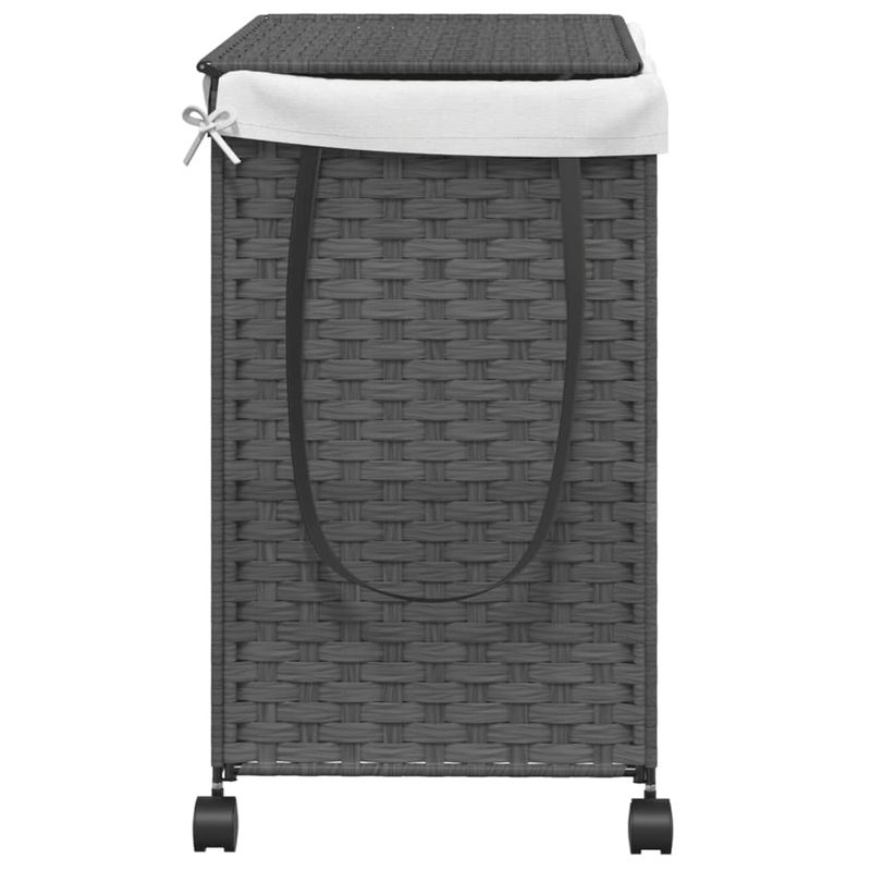 Market - Spalare si intretinere rufe - Uscatoare de rufe si accesorii - Cos de rufe cu roti, gri, 60x35x60,5 cm, ratan - Infinity.ro