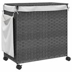 Market - Spalare si intretinere rufe - Uscatoare de rufe si accesorii - Cos de rufe cu roti, gri, 60x35x60,5 cm, ratan - Infinity.ro