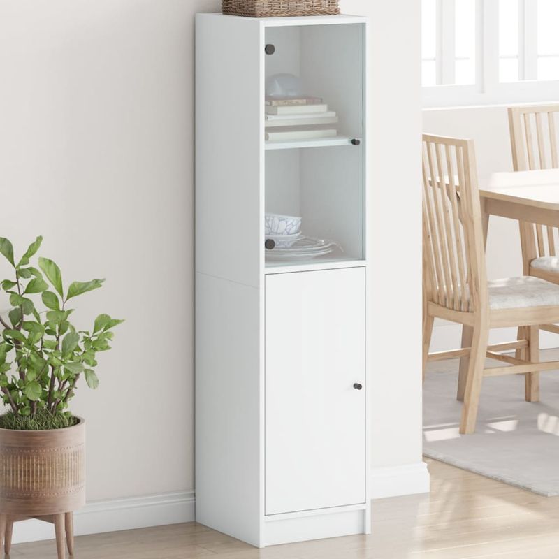 Casa si Gradina - Mobilier - Comode si corpuri - Corpuri bucatarie - Dulap inalt cu usa din sticla, alb, 35x37x142 cm - Infinity.ro