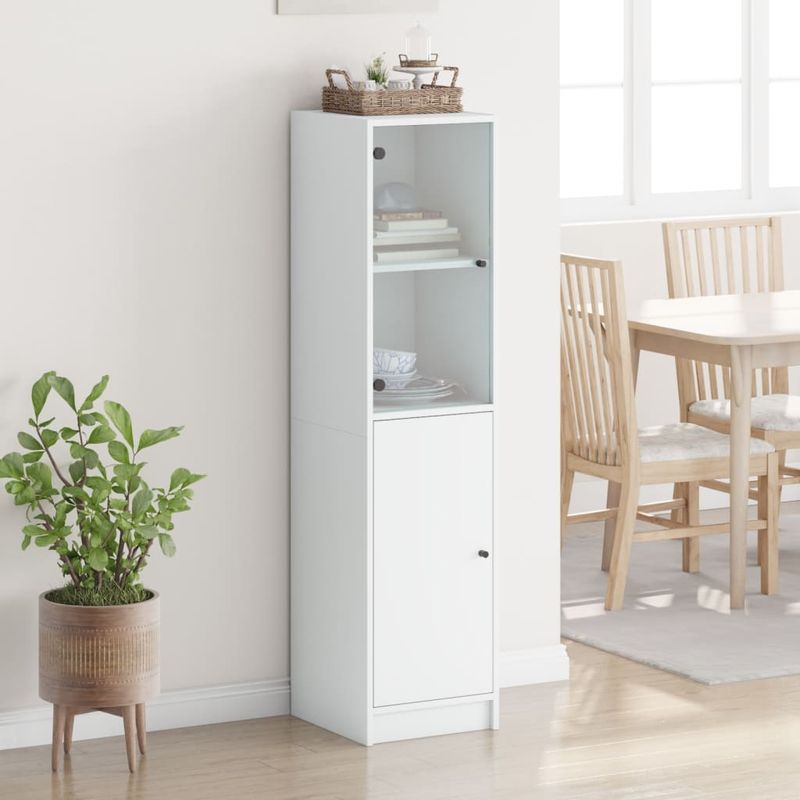Casa si Gradina - Mobilier - Comode si corpuri - Corpuri bucatarie - Dulap inalt cu usa din sticla, alb, 35x37x142 cm - Infinity.ro