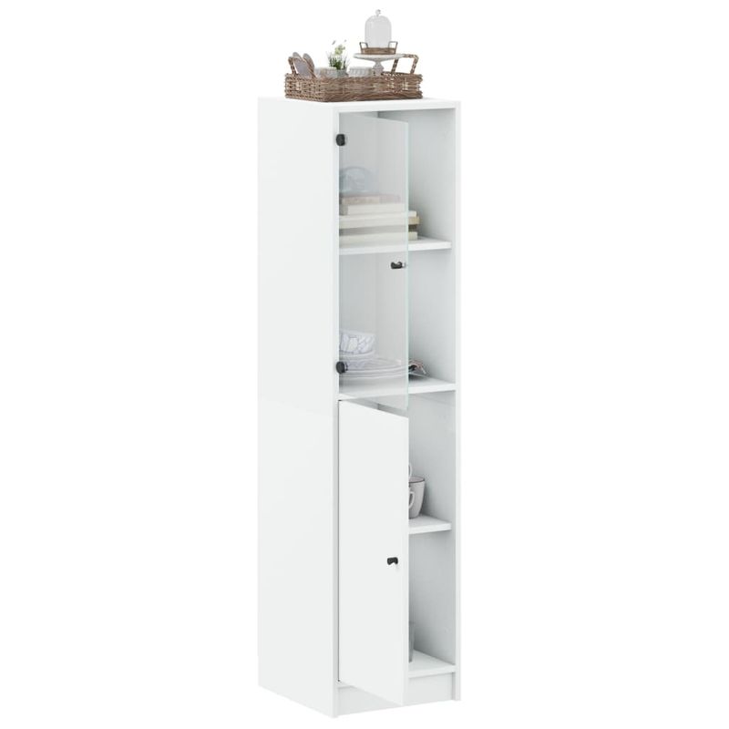 Casa si Gradina - Mobilier - Comode si corpuri - Corpuri bucatarie - Dulap inalt cu usa din sticla, alb, 35x37x142 cm - Infinity.ro