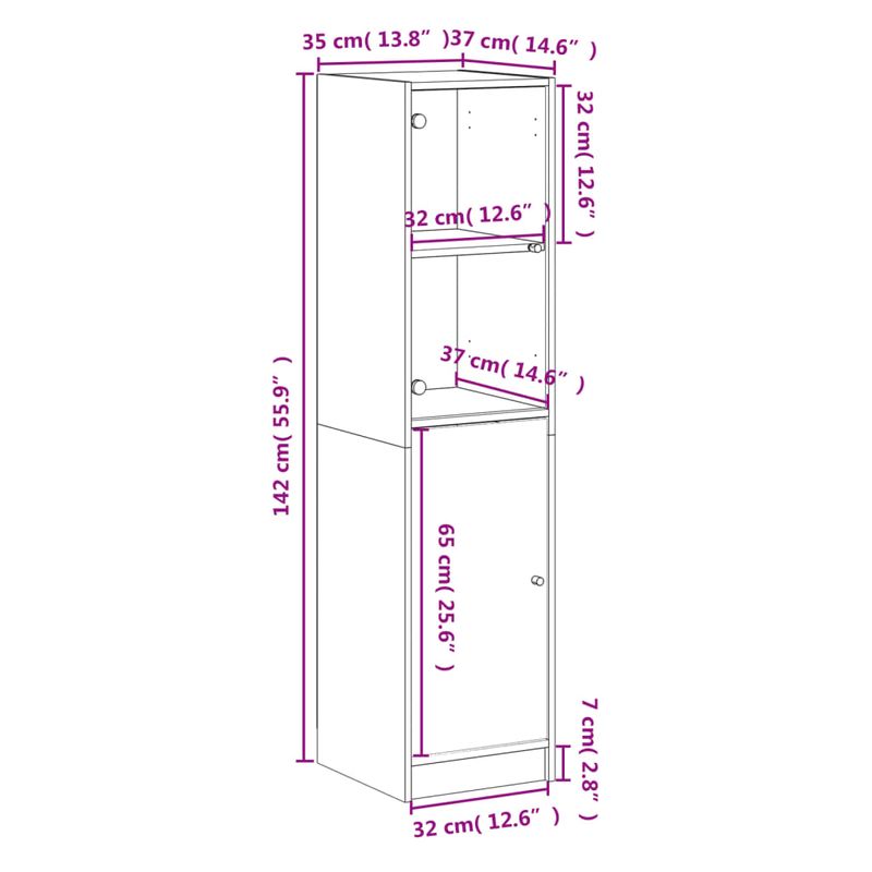 Casa si Gradina - Mobilier - Comode si corpuri - Corpuri bucatarie - Dulap inalt cu usa din sticla, alb, 35x37x142 cm - Infinity.ro