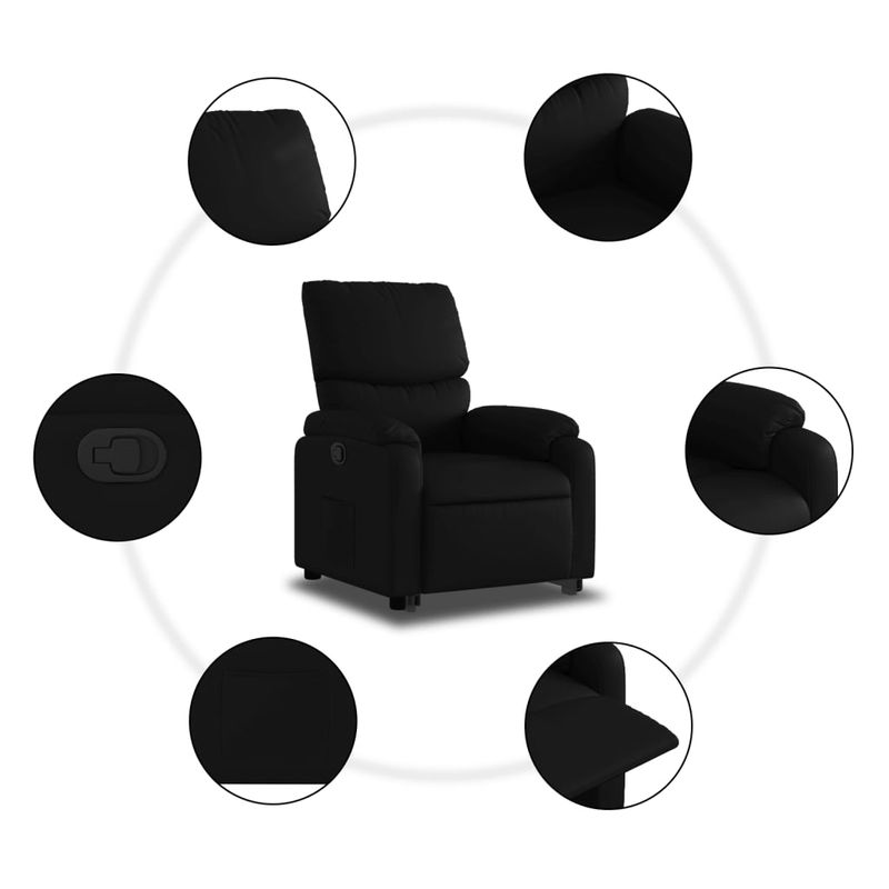 Casa si Gradina - Mobilier - Scaune si fotolii - Fotolii - Fotoliu rabatabil cu ridicare, negru, piele ecologica - Infinity.ro