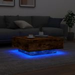 Casa si Gradina - Mobilier - Mese si birouri - Masute de cafea - Masuta de cafea cu lumini LED, stejar fumuriu, 80x80x31 cm - Infinity.ro