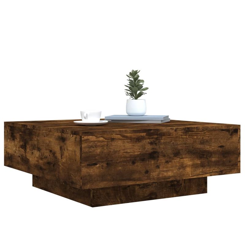 Casa si Gradina - Mobilier - Mese si birouri - Masute de cafea - Masuta de cafea cu lumini LED, stejar fumuriu, 80x80x31 cm - Infinity.ro