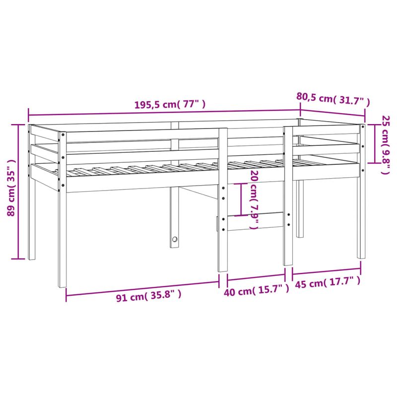 Casa si Gradina - Mobilier - Paturi si accesorii - Paturi - Pat inalt de dormitor, maro ceruit, 75x190 cm, lemn masiv pin - Infinity.ro