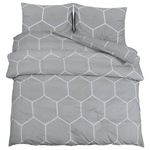 Casa si Gradina - Textile si covoare - Lenjerii de pat - Seturi de lenjerie - Set cu husa de pilota, gri și alb, 200x220 cm, bumbac - Infinity.ro