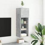 Casa si Gradina - Mobilier - Comode si corpuri - Comode - Comoda TV cu lumini LED, gri beton, 30,5x30x90 cm - Infinity.ro