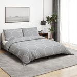 Casa si Gradina - Textile si covoare - Lenjerii de pat - Seturi de lenjerie - Set cu husa de pilota, gri și alb, 200x220 cm, bumbac - Infinity.ro