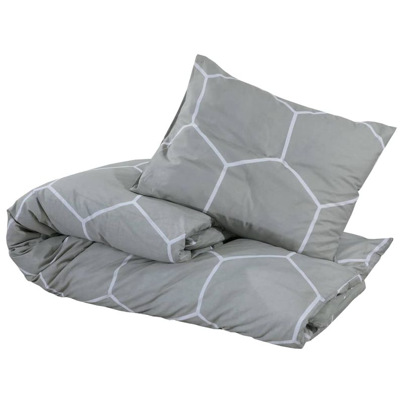 Casa si Gradina - Textile si covoare - Lenjerii de pat - Seturi de lenjerie - Set cu husa de pilota, gri și alb, 200x220 cm, bumbac - Infinity.ro