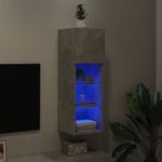 Casa si Gradina - Mobilier - Comode si corpuri - Comode - Comoda TV cu lumini LED, gri beton, 30,5x30x90 cm - Infinity.ro