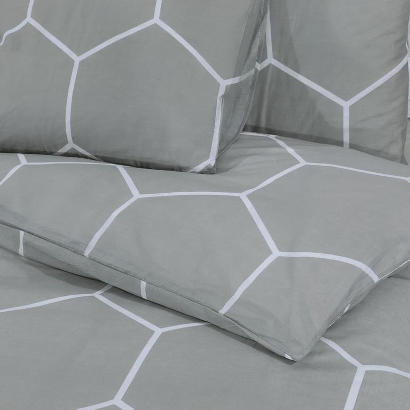 Casa si Gradina - Textile si covoare - Lenjerii de pat - Seturi de lenjerie - Set cu husa de pilota, gri și alb, 200x220 cm, bumbac - Infinity.ro
