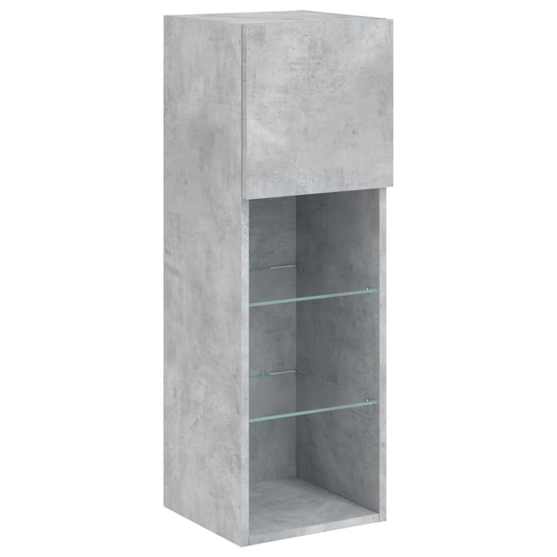 Casa si Gradina - Mobilier - Comode si corpuri - Comode - Comoda TV cu lumini LED, gri beton, 30,5x30x90 cm - Infinity.ro