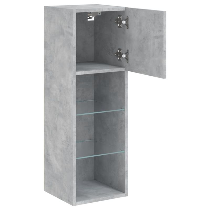 Casa si Gradina - Mobilier - Comode si corpuri - Comode - Comoda TV cu lumini LED, gri beton, 30,5x30x90 cm - Infinity.ro