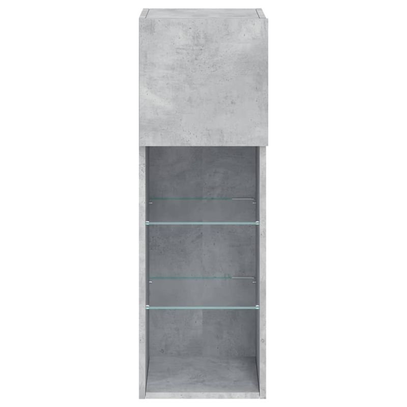 Casa si Gradina - Mobilier - Comode si corpuri - Comode - Comoda TV cu lumini LED, gri beton, 30,5x30x90 cm - Infinity.ro