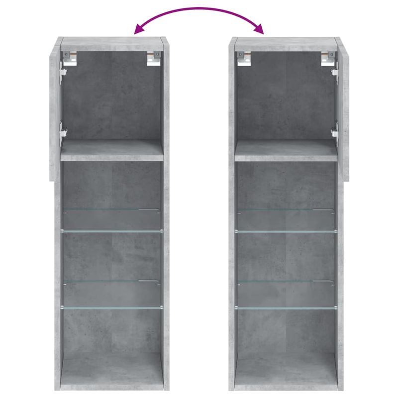 Casa si Gradina - Mobilier - Comode si corpuri - Comode - Comoda TV cu lumini LED, gri beton, 30,5x30x90 cm - Infinity.ro
