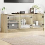 Casa si Gradina - Mobilier - Comode si corpuri - Comode - Comoda TV cu usi din sticla, stejar sonoma, 102x37x42 cm - Infinity.ro