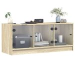 Casa si Gradina - Mobilier - Comode si corpuri - Comode - Comoda TV cu usi din sticla, stejar sonoma, 102x37x42 cm - Infinity.ro