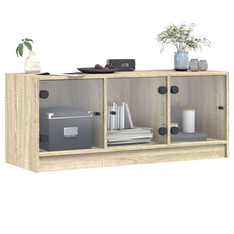 Casa si Gradina - Mobilier - Comode si corpuri - Comode - Comoda TV cu usi din sticla, stejar sonoma, 102x37x42 cm - Infinity.ro