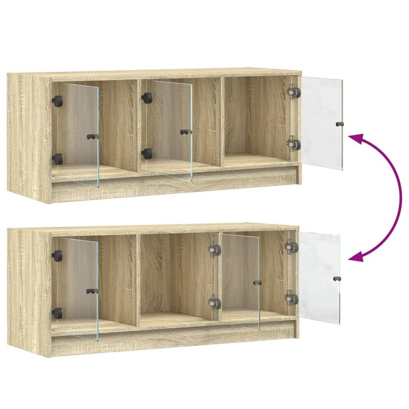 Casa si Gradina - Mobilier - Comode si corpuri - Comode - Comoda TV cu usi din sticla, stejar sonoma, 102x37x42 cm - Infinity.ro