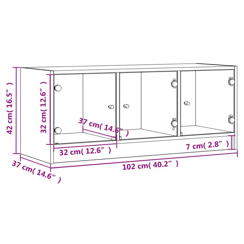 Casa si Gradina - Mobilier - Comode si corpuri - Comode - Comoda TV cu usi din sticla, stejar sonoma, 102x37x42 cm - Infinity.ro