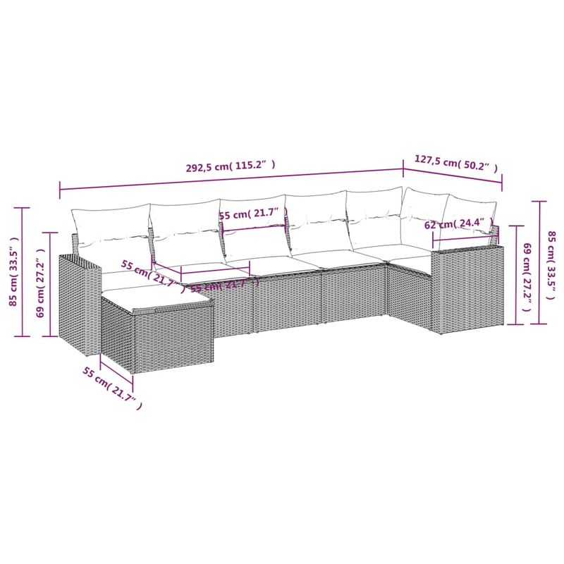 Casa si Gradina - Gradina si terasa - Mobilier exterior - Canapele si fotolii gradina - Set canapele de gradina cu perne, 7 piese, negru, poliratan - Infinity.ro