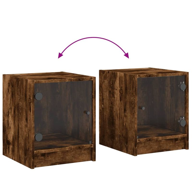 Casa si Gradina - Mobilier - Comode si corpuri - Noptiere - Noptiera cu usa din sticla, stejar afumat, 35x37x42 cm - Infinity.ro