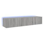 Casa si Gradina - Mobilier - Comode si corpuri - Comode - Comoda TV de perete cu LED, 2 buc, gri sonoma, 80x35x31 cm - Infinity.ro