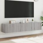 Casa si Gradina - Mobilier - Comode si corpuri - Comode - Comoda TV de perete cu LED, 2 buc, gri sonoma, 80x35x31 cm - Infinity.ro
