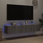 Casa si Gradina - Mobilier - Comode si corpuri - Comode - Comoda TV de perete cu LED, 2 buc, gri sonoma, 80x35x31 cm - Infinity.ro