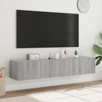 Casa si Gradina - Mobilier - Comode si corpuri - Comode - Comoda TV de perete cu LED, 2 buc, gri sonoma, 80x35x31 cm - Infinity.ro