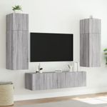 Casa si Gradina - Mobilier - Comode si corpuri - Comode - Comoda TV de perete cu LED, 2 buc, gri sonoma, 80x35x31 cm - Infinity.ro