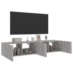 Casa si Gradina - Mobilier - Comode si corpuri - Comode - Comoda TV de perete cu LED, 2 buc, gri sonoma, 80x35x31 cm - Infinity.ro