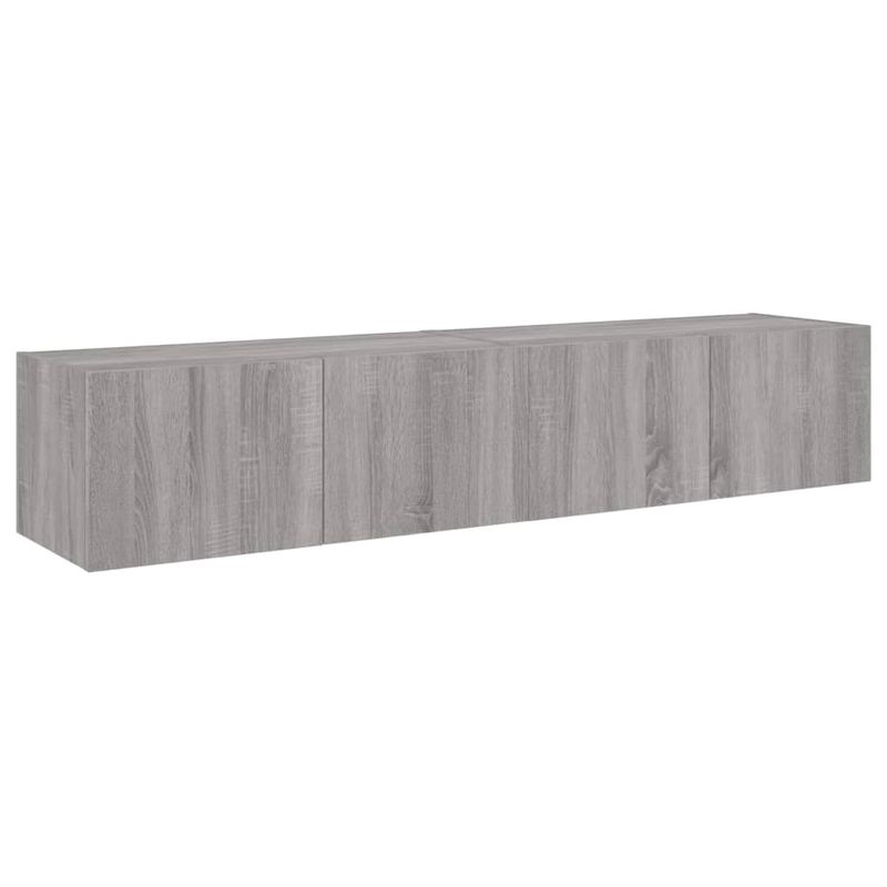 Casa si Gradina - Mobilier - Comode si corpuri - Comode - Comoda TV de perete cu LED, 2 buc, gri sonoma, 80x35x31 cm - Infinity.ro