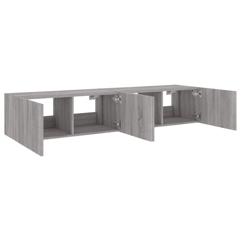 Casa si Gradina - Mobilier - Comode si corpuri - Comode - Comoda TV de perete cu LED, 2 buc, gri sonoma, 80x35x31 cm - Infinity.ro