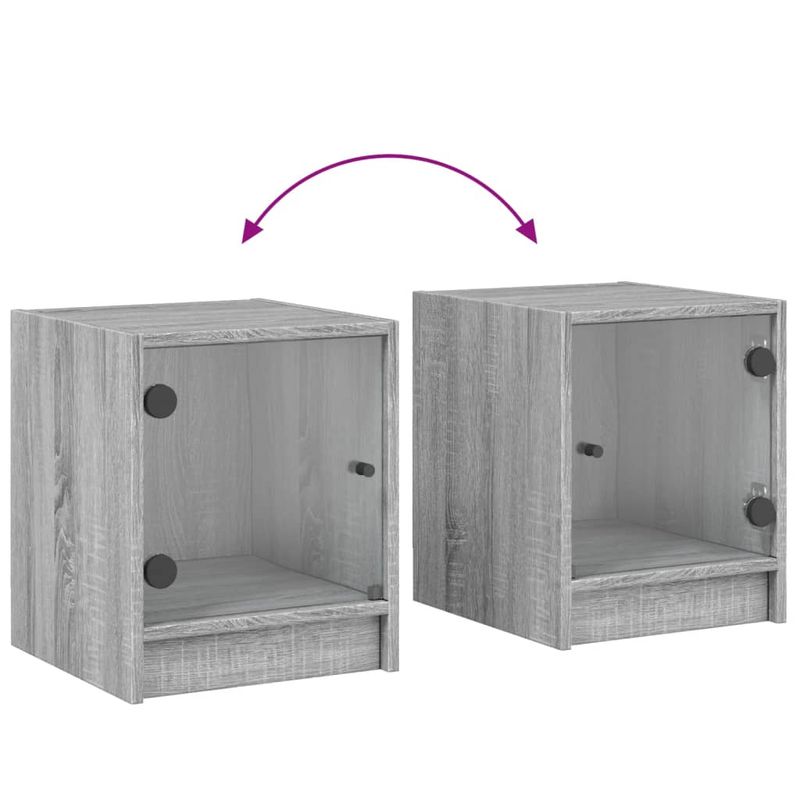 Casa si Gradina - Mobilier - Comode si corpuri - Noptiere - Noptiera cu usa din sticla, gri sonoma, 35x37x42 cm - Infinity.ro