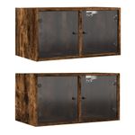 Casa si Gradina - Mobilier - Dulapuri si sifoniere - Dulapuri - Dulapuri perete cu usi din sticla, stejar fumuriu, 68,5x37x35cm - Infinity.ro