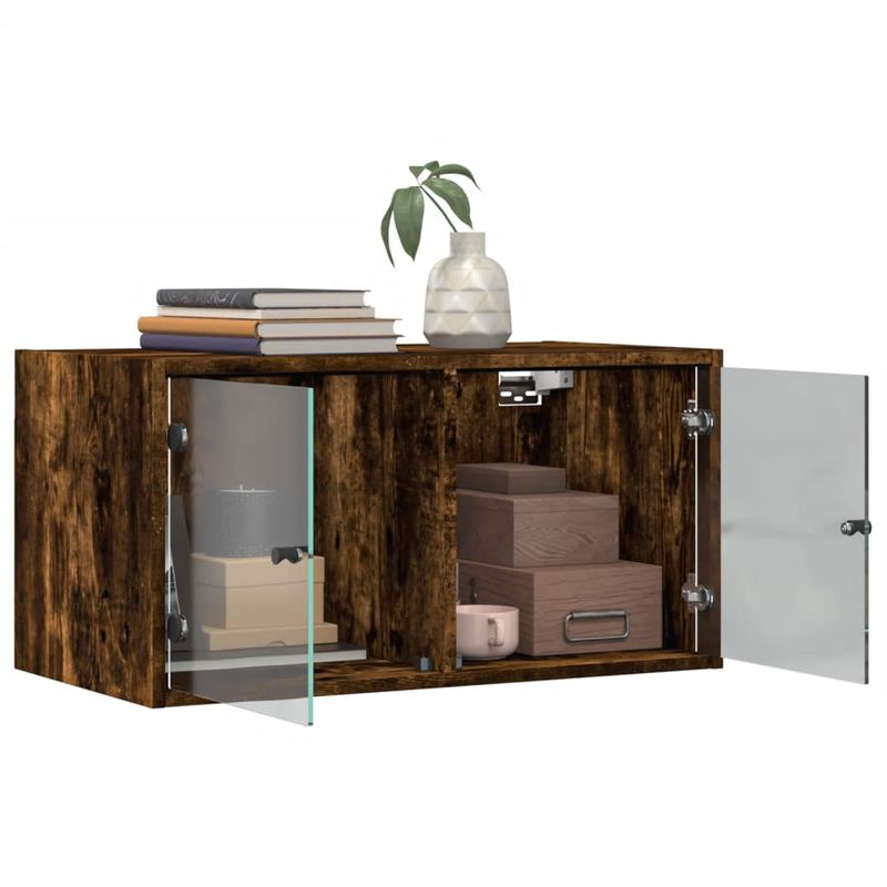 Casa si Gradina - Mobilier - Dulapuri si sifoniere - Dulapuri - Dulapuri perete cu usi din sticla, stejar fumuriu, 68,5x37x35cm - Infinity.ro