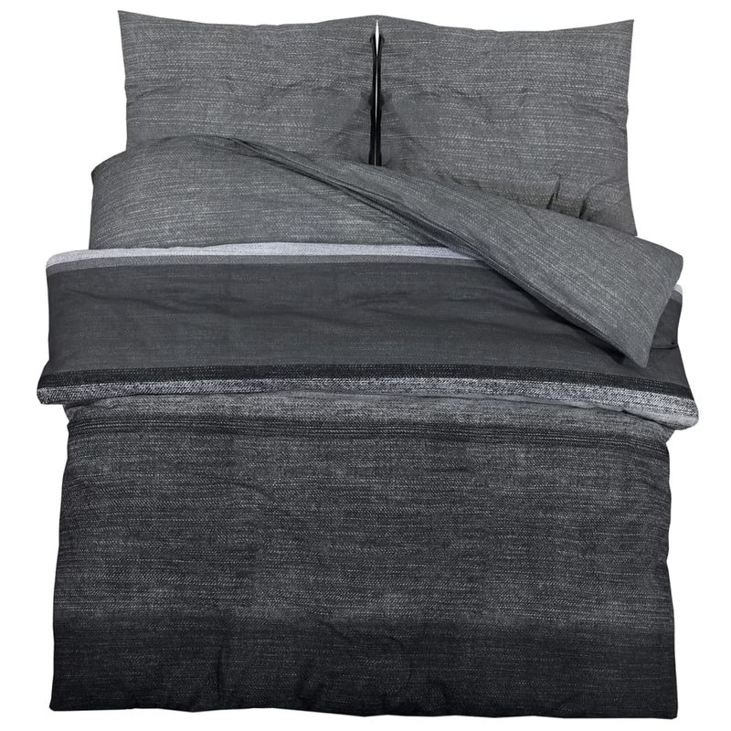 Casa si Gradina - Textile si covoare - Lenjerii de pat - Seturi de lenjerie - Set cu husa de pilota, gri inchis, 260x240 cm, bumbac, gri închis și negru - Infinity.ro