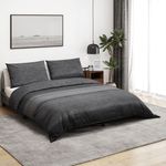 Casa si Gradina - Textile si covoare - Lenjerii de pat - Seturi de lenjerie - Set cu husa de pilota, gri inchis, 260x240 cm, bumbac, gri închis și negru - Infinity.ro
