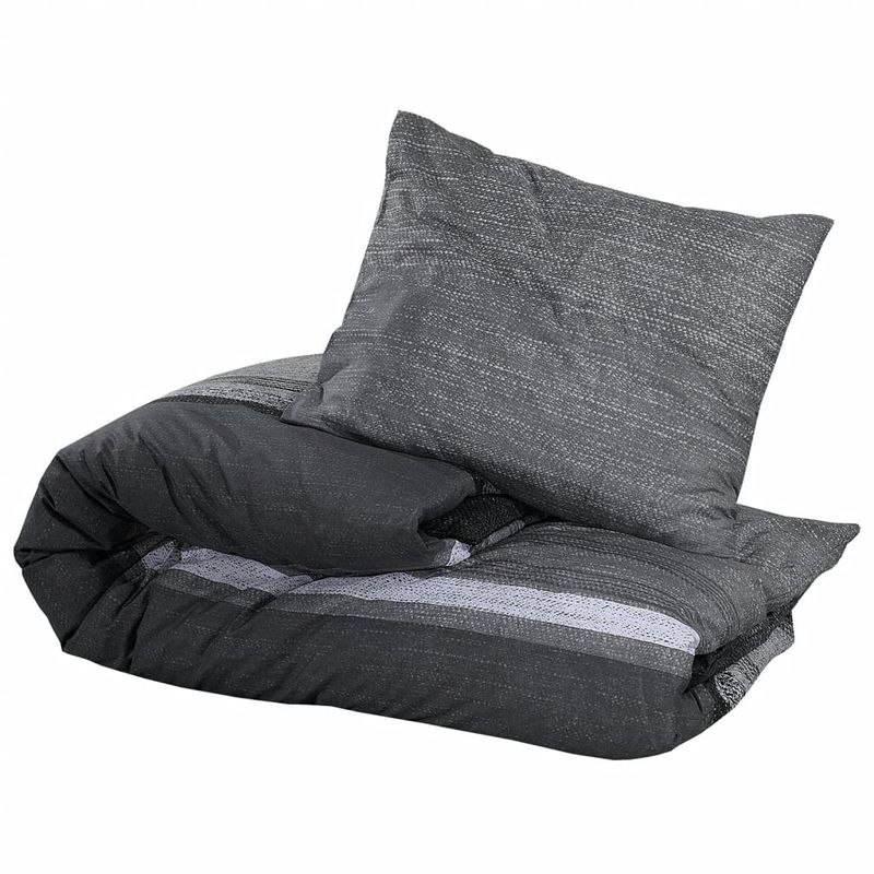 Casa si Gradina - Textile si covoare - Lenjerii de pat - Seturi de lenjerie - Set cu husa de pilota, gri inchis, 260x240 cm, bumbac, gri închis și negru - Infinity.ro