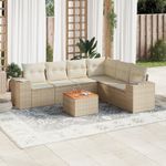 Casa si Gradina - Gradina si terasa - Mobilier exterior - Seturi mobila gradina - Set canapele de gradina, 7 piese, cu perne, bej, poliratan - Infinity.ro