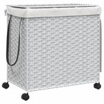 Market - Spalare si intretinere rufe - Uscatoare de rufe si accesorii - Cos de rufe cu roti, alb, 60x35x60,5 cm, ratan - Infinity.ro