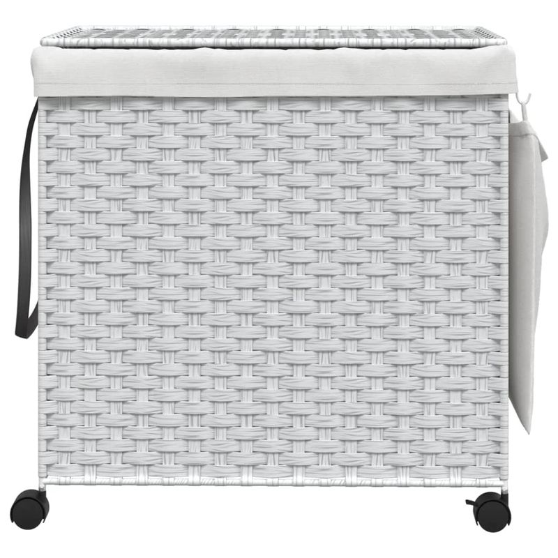 Market - Spalare si intretinere rufe - Uscatoare de rufe si accesorii - Cos de rufe cu roti, alb, 60x35x60,5 cm, ratan - Infinity.ro